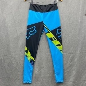 Fox Racing Leggings Blue Black Neon Green Women’s Size Small